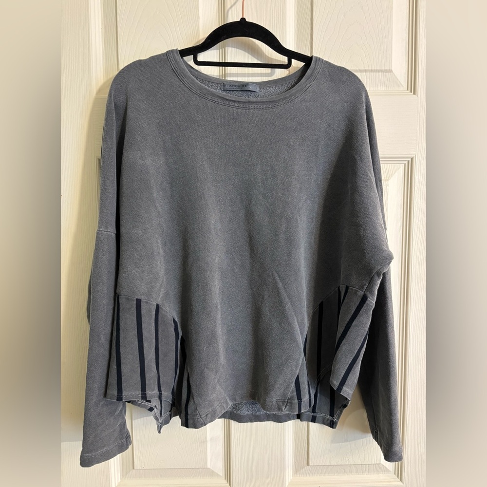 Stateside Gray and Black Striped Women's Long Sleeve Fall Winter Alternative Top